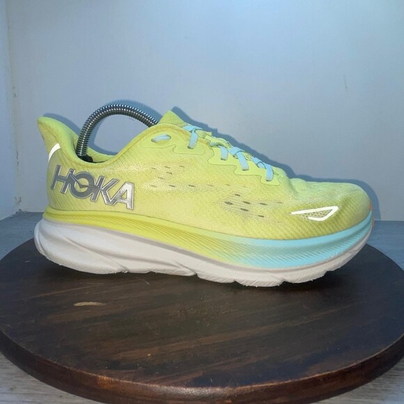 Hoka One One Clifton 9 Mens Size 9.5B Yellow Blue Walking Running Shoes Sneakers main image 12